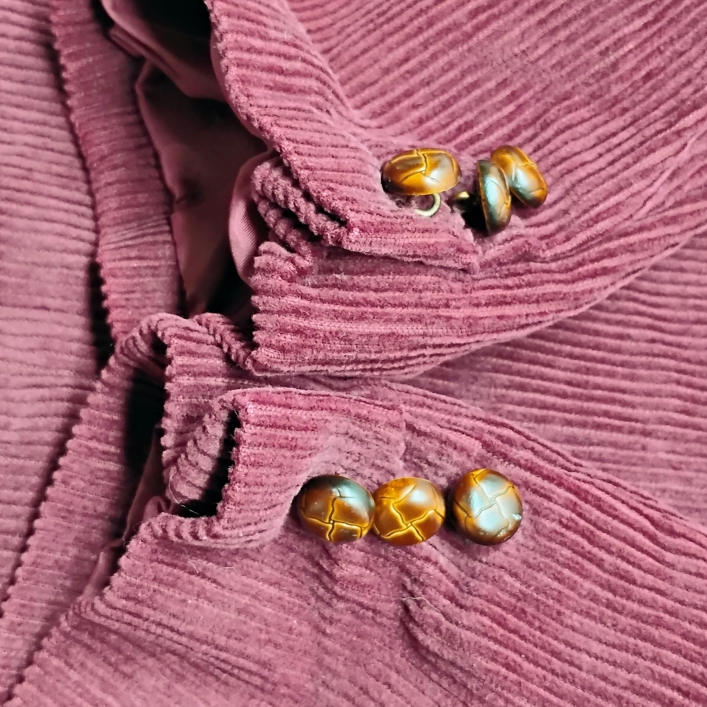 Vintage Burgundy Corduroy Jacket Blazer Women's Sz 9/10 Cotton Nylon Lined Y-3 - Picture 9 of 11